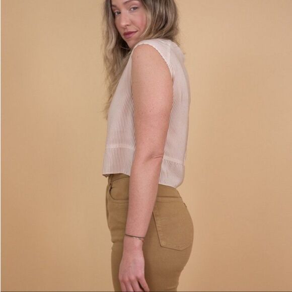 Rag and Bone Striped Silk Sleeveless Top in Tan / White - Picture 3 of 10